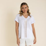 Two-T's | Vertical Stripe Sequin T-Shirt ~ White