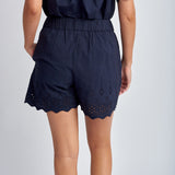 Cloth+Paper+Scissors | Shorts w Embroidered Hem ~ Navy