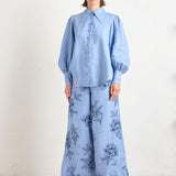 State of Embrace | Pointed Collar Blouse ~ Peonies Blue