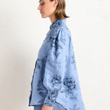 State of Embrace | Pointed Collar Blouse ~ Peonies Blue