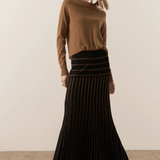 POL | Gizelle Lurex Pleat Skirt ~ Black/Copper