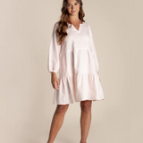 Two-T's | Linen Tiered Dress ~ Pale Pink