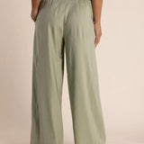 Two-T's | Linen Mix Wide Leg Pant ~ Black