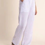 Two-T's | Linen Wide Leg Pant ~ White