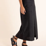 Two-T's | Linen Midi-Skirt ~ Black