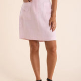 Two-T's | Linen Skirt Mini ~ Pink Rose