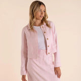 Two-T's | Linen Cropped Jacket ~ Pink Rose