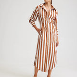 Aston Studio | Finn Dress ~ Cigar/Optic Stripe