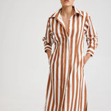 Aston Studio | Finn Dress ~ Cigar/Optic Stripe