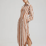 Aston Studio | Finn Dress ~ Cigar/Optic Stripe